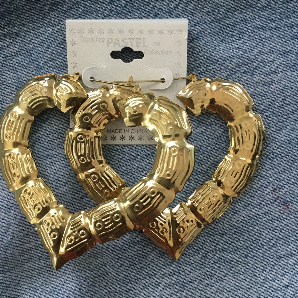 Earrings door knockers, rare heart shape